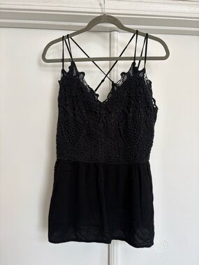 Maurices Black Crochet Lace Camisole Tank